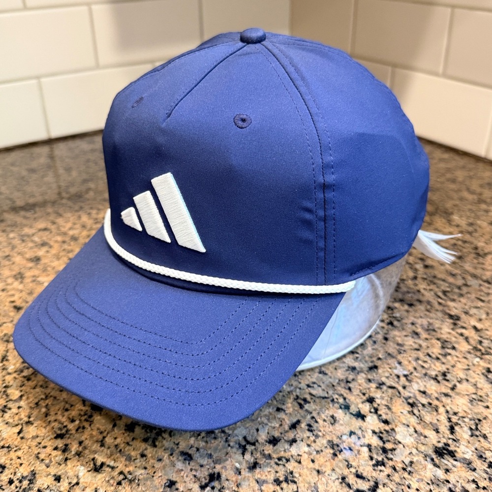 Adidas Tour 5 Panel Golf Snapback Hat OSFM Navy Blue Polyester New